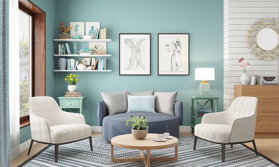 side table decoration with artistic appearance, decorated with books & pots