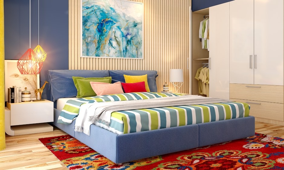 Side Table decor with Colourful Bedroom