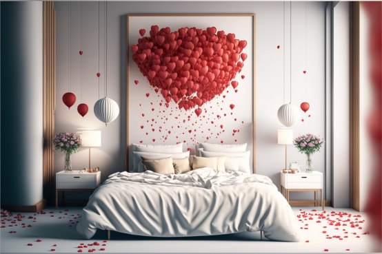 Valentine's Day Decorated Room with Traditional and Passionate 