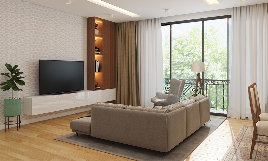 Aesthetic Almirah Design with Lighting Features in living room with TV Cabinet.