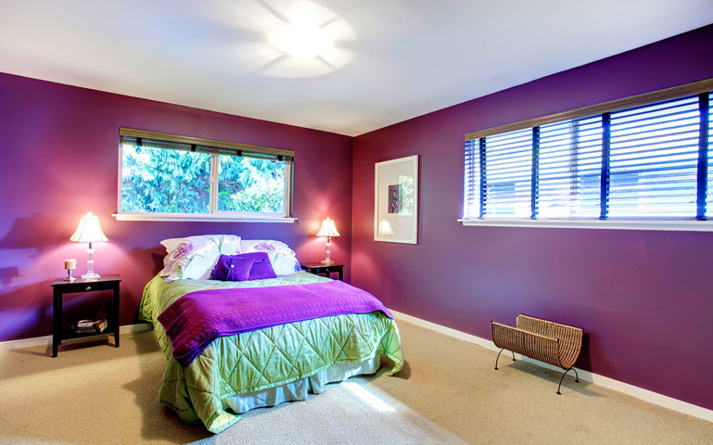 Purple bed room painting images